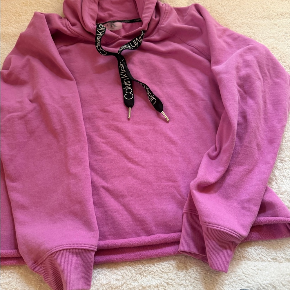 Calvin Klein Lavender Sweatshirt with Logo Drawstrings